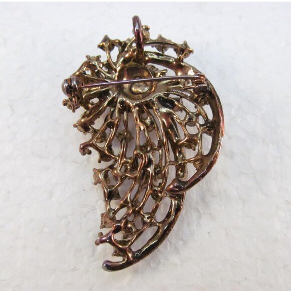 Brown Topaz Rhinestone Floral Combo Pendant Brooch - Picture 3 of 14